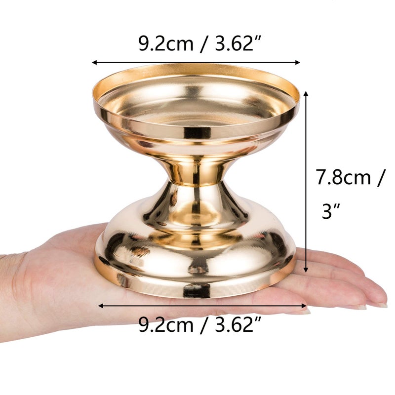 NUPTIO Gold Candle Holders for Wedding: 2 Pcs Pillar Candleholder Pedestal Stand Small Round Metal Votive Candlestick Holder for Dining Table Living Room Fireplace Mantel Decor - Image 3